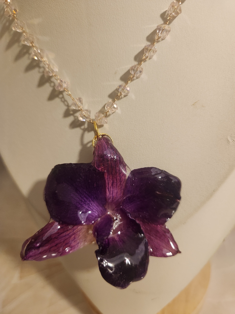 Real Flower Orchid Pendant Necklace - Women Jewelry